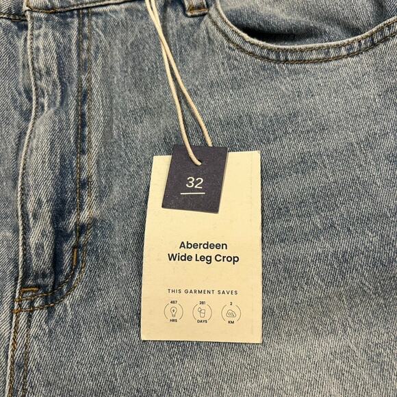 NWT Oliver Logan Aberdeen Wide Leg Crop Jeans Light Wash Size 32 High Rise Denim - Picture 15 of 16